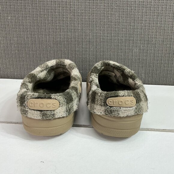 Crocs Women's Classic Lined Clog Slippers Beige & Plaid Size 9/11 - Picture 3 of 9